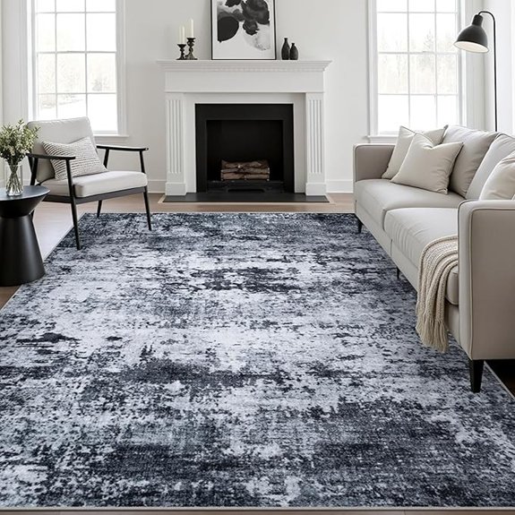 5x7 washable modern rug black