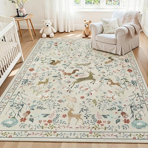 5x7 washable rug neutral flora