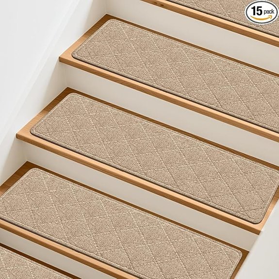 beige non slip stair treads