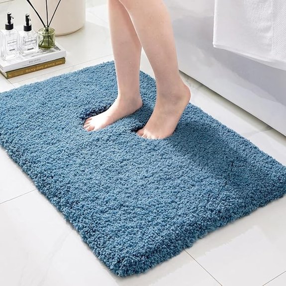 blue ultra thick microfiber bath rug