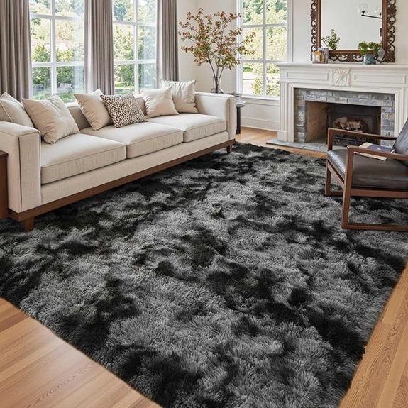 dark grey large shag rug