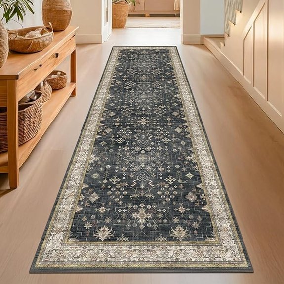 dark wash long runner rug with non slip backing