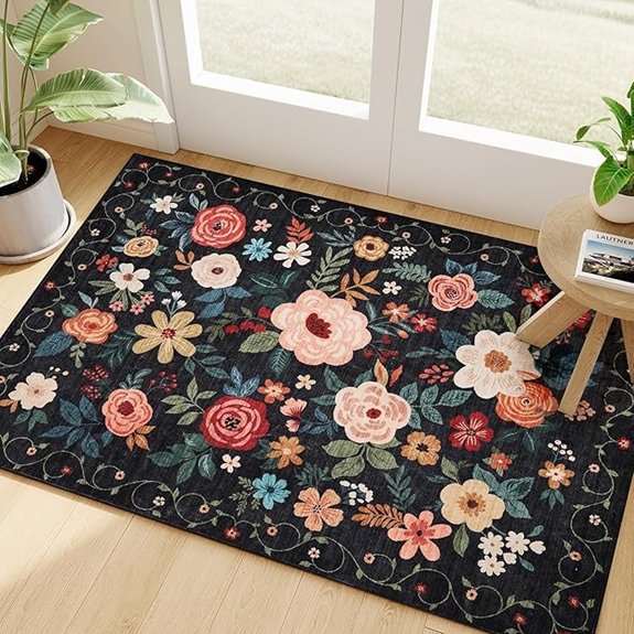floral indoor washable rug
