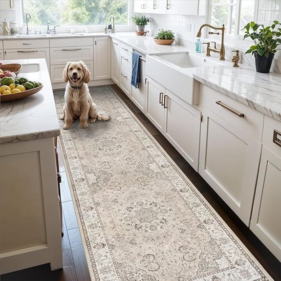 hallway washable beige runner