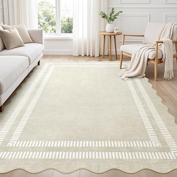modern washable beige area rug