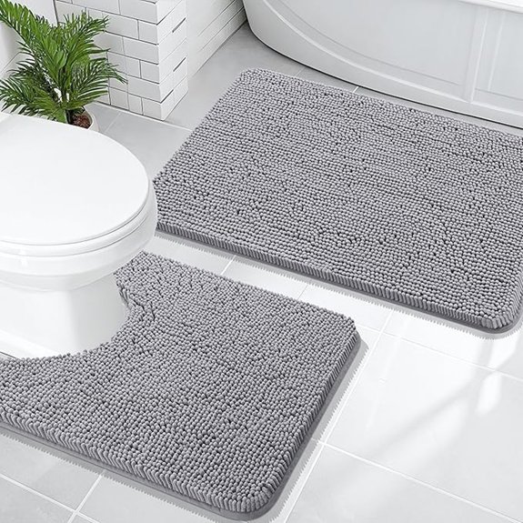 olanly grey chenille bath mats