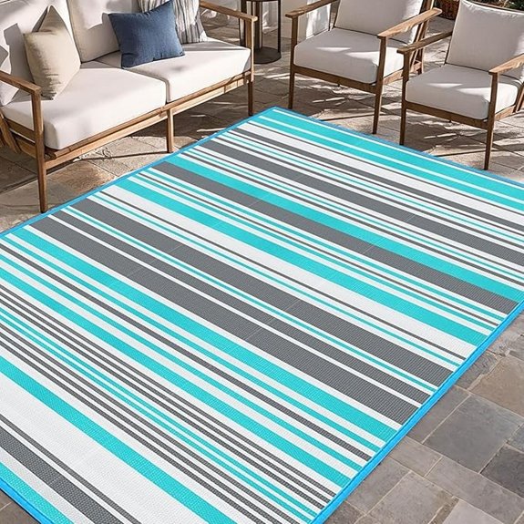 outdoor patio rug waterproof 4x6 blue gray