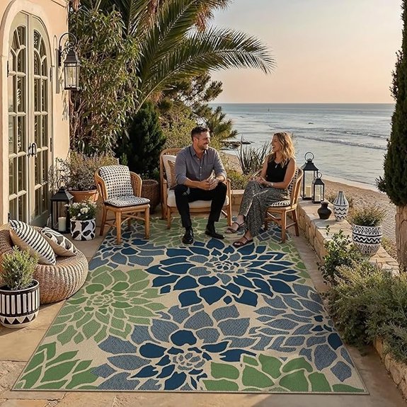 purecozy 6x9 rug navy green floral