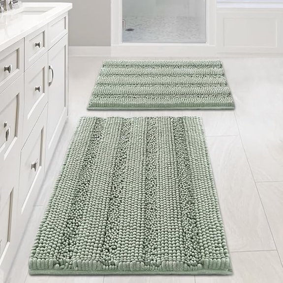 sage chenille bath mat set