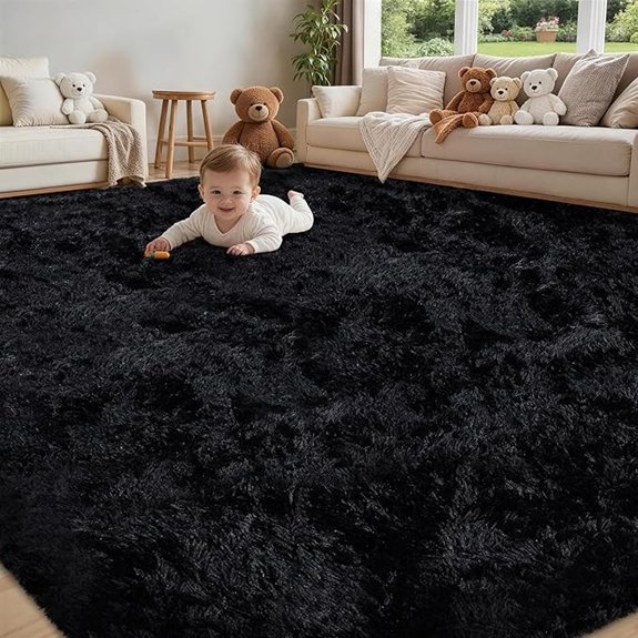 soft fluffy shag rug black 8x10