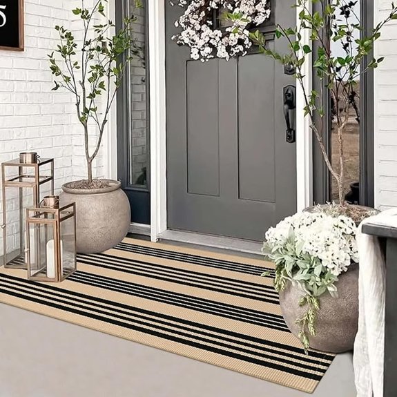 striped cotton door mat runner
