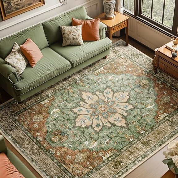 washable floral medallion rug